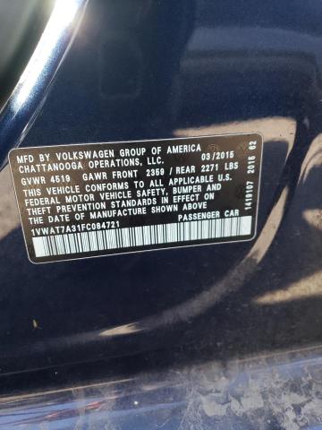 1VWAT7A31FC084721 - 2015 VOLKSWAGEN PASSAT S BLUE photo 12