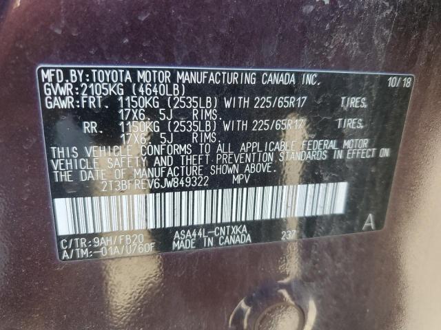 2T3BFREV6JW849322 - 2018 TOYOTA RAV4 LE Күлгін фото 13