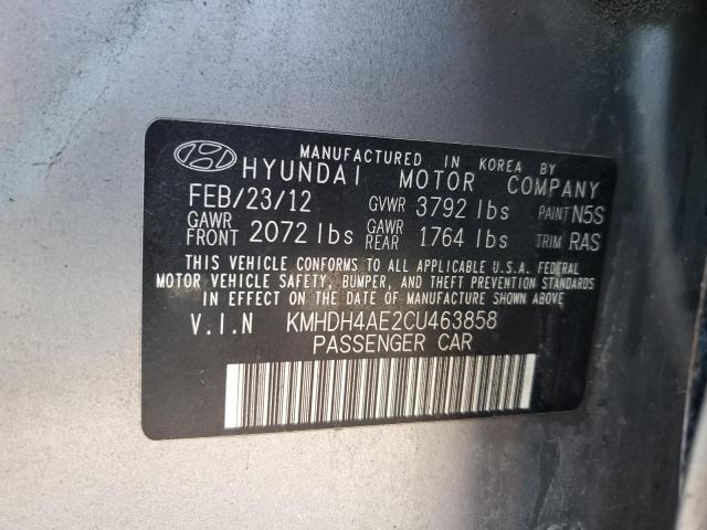 KMHDH4AE2CU463858 - 2012 HYUNDAI ELANTRA GLS SILVER photo 12