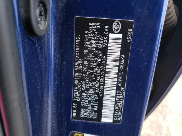 4T1BE46KX7U075524 - 2007 TOYOTA CAMRY CE BLUE photo 13