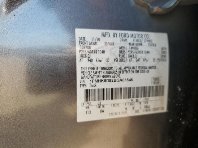 1FMHK8D82BGA01846 - 2011 FORD EXPLORER XLT ნაცრისფერი ფოტო 13