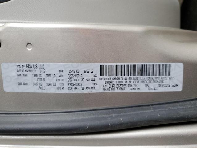 2C4RC1BG5GR281470 - 2016 CHRYSLER TOWN & COU TOURING 米色 照片 13