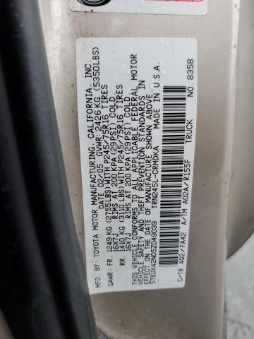 5TEUX42N05Z049039 - 2005 TOYOTA TACOMA ACCESS CAB Marrón foto 12