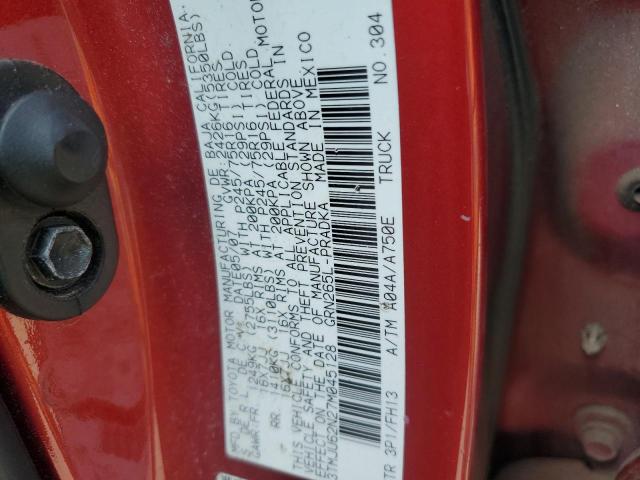 3TMJU62N27M045128 - 2007 TOYOTA TACOMA DOUBLE CAB PRERUNNER BURGUNDY photo 12