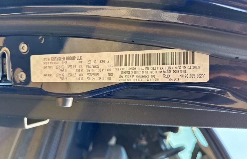 3C6JR6AT0DG586603 - 2013 RAM 1500 ST BLUE photo 10