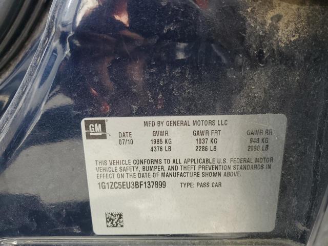 1G1ZC5EU3BF137899 - 2011 CHEVROLET MALIBU 1LT Կապույտ լուսանկար 12