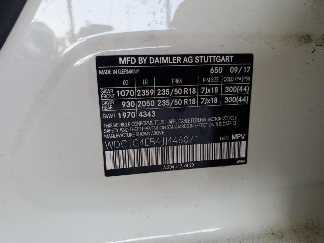 WDCTG4EB4JJ446071 - 2018 MERCEDES-BENZ GLA 250 Blanc photo 13