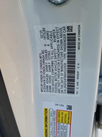 2HGFE4F88SH332526 - 2025 HONDA CIVIC SPORT WHITE photo 12