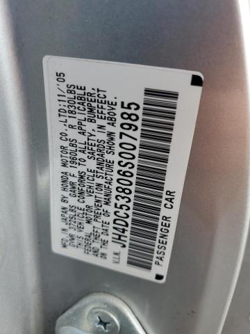 JH4DC53806S007985 - 2006 ACURA RSX ვერცხლისფერი ფოტო 12