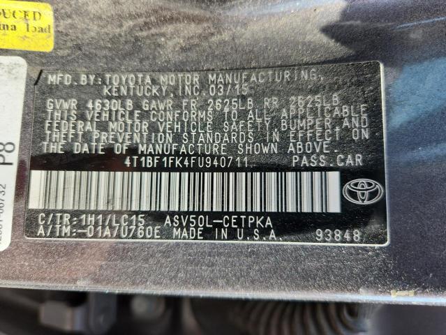 4T1BF1FK4FU940711 - 2015 TOYOTA CAMRY LE GRAY photo 12