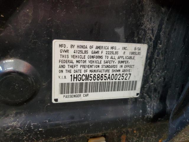 1HGCM56865A002527 - 2005 HONDA ACCORD EX CHARCOAL photo 12