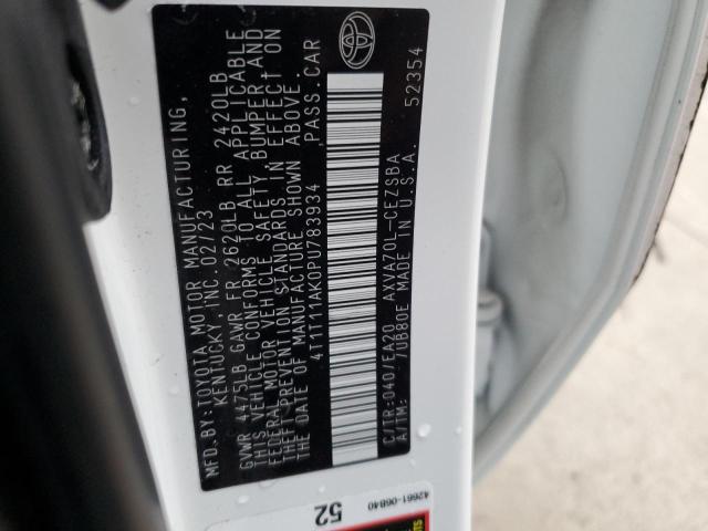 4T1T11AK0PU783934 - 2023 TOYOTA CAMRY SE NIGHT SHADE WHITE photo 12