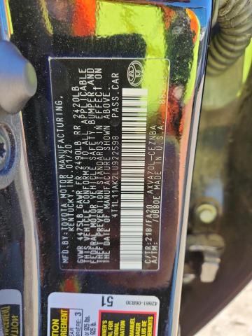 4T1L11AK2LU922598 - 2020 TOYOTA CAMRY LE 黑色 照片 12