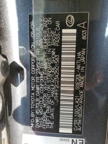 JTHFF2C23A2501583 - 2010 LEXUS IS 250 BLACK photo 12