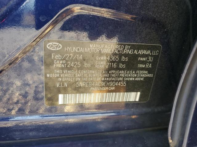 5NPEB4AC9EH904455 - 2014 HYUNDAI SONATA GLS BLUE photo 12