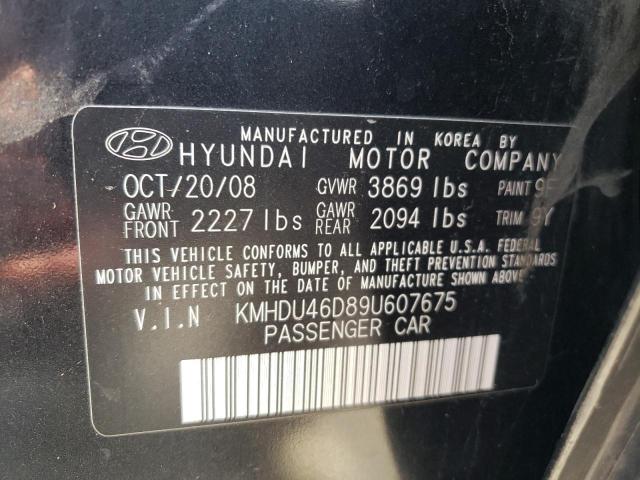 KMHDU46D89U607675 - 2009 HYUNDAI ELANTRA GLS BLACK photo 12