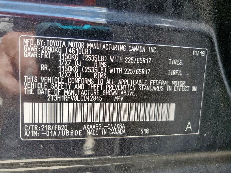 2T3H1RFV8LC042845 - 2020 TOYOTA RAV4 LE BLACK photo 13