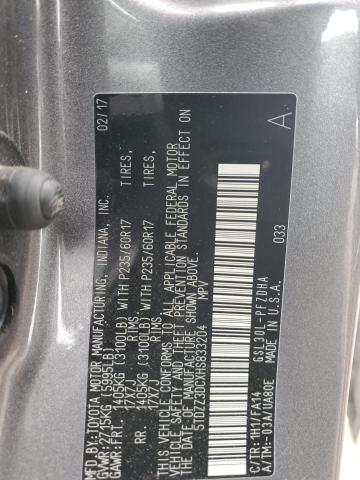 5TDZZ3DCXHS833204 - 2017 TOYOTA SIENNA CHARCOAL photo 13