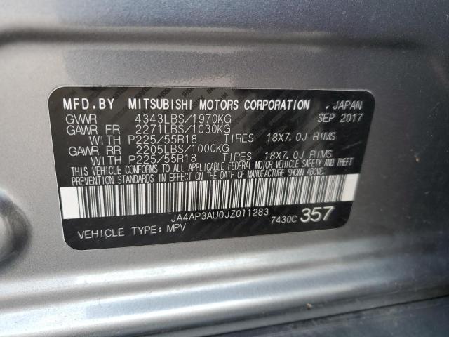 JA4AP3AU0JZ011283 - 2018 MITSUBISHI OUTLANDER ES ნაცრისფერი ფოტო 13