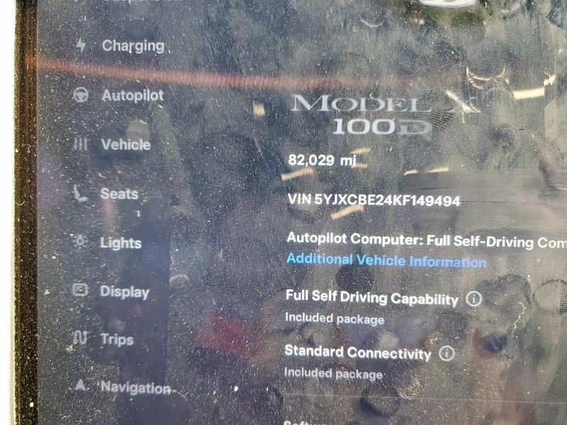 5YJXCBE24KF149494 - 2019 TESLA MODEL X Beyaz fotoğraf 9