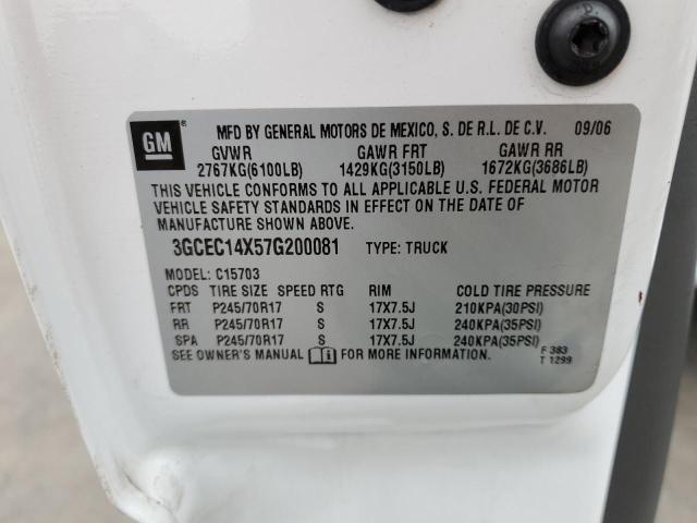 3GCEC14X57G200081 - 2007 CHEVROLET SILVERADO C1500 CLASSIC WHITE photo 12