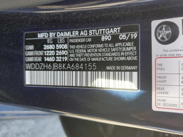 WDDZH6JB8KA684155 - 2019 MERCEDES-BENZ E 450 4MATIC BLUE photo 12