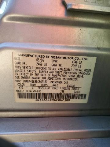 1N4BA41E96C862380 - 2006 NISSAN MAXIMA SE SILVER photo 12