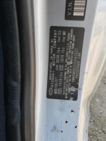 KMHCM36C07U041621 - 2007 HYUNDAI ACCENT GS 银色 照片 12