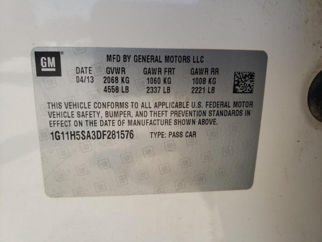1G11H5SA3DF281576 - 2013 CHEVROLET MALIBU LTZ თეთრი ფოტო 12