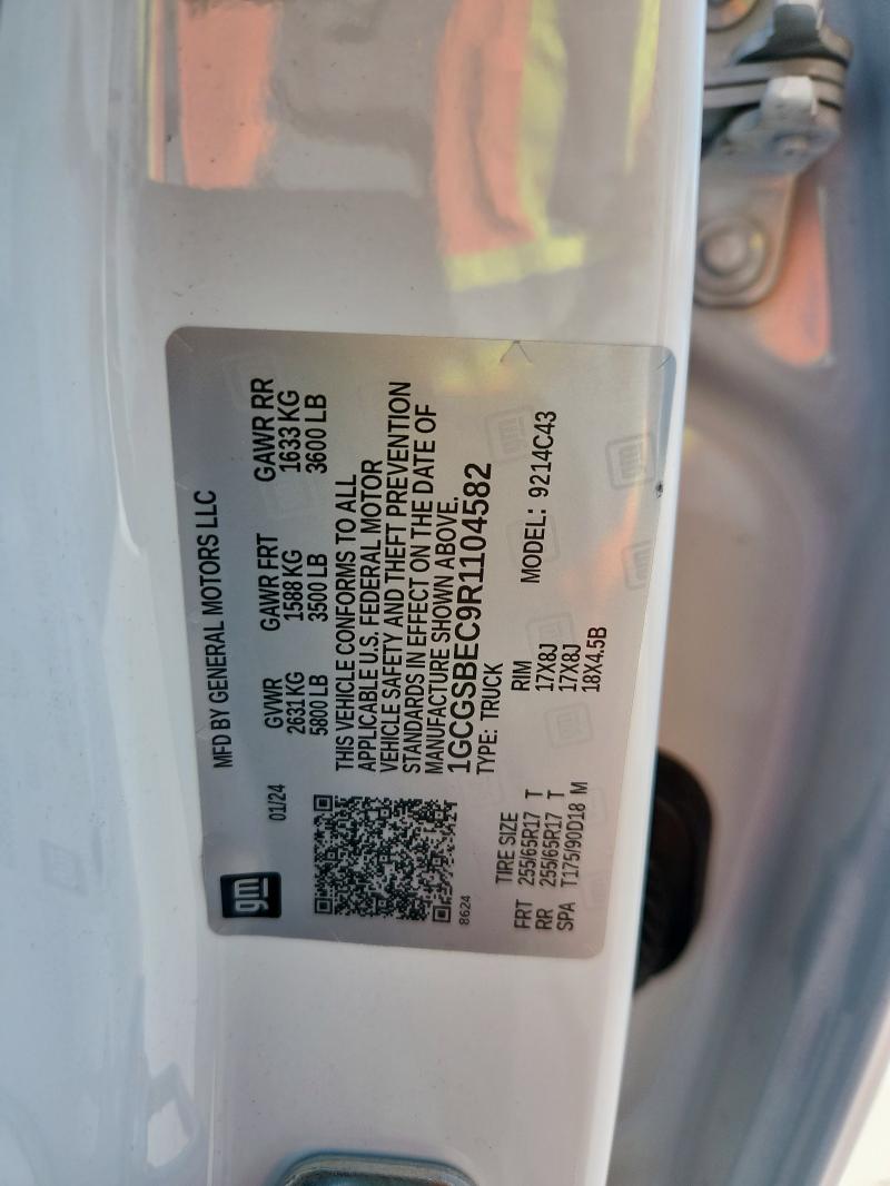 1GCGSBEC9R1104582 - 2024 CHEVROLET COLORADO WHITE photo 12