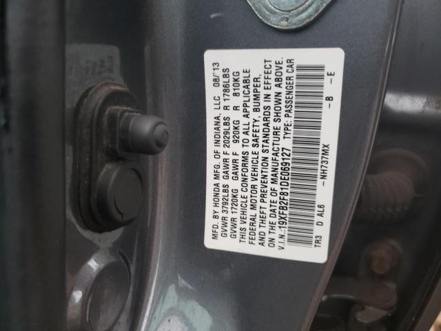 19XFB2F81DE069127 - 2013 HONDA CIVIC EX GRAY photo 12