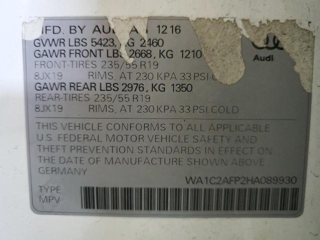 WA1C2AFP2HA089930 - 2017 AUDI Q5 PREMIUM 白色 照片 13