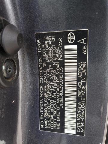 JTDBL40E39J045105 - 2009 TOYOTA COROLLA BASE 灰色 照片 12
