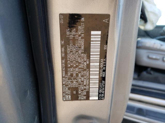 5TDBT48A67S288621 - 2007 TOYOTA SEQUOIA LIMITED GRAY photo 13