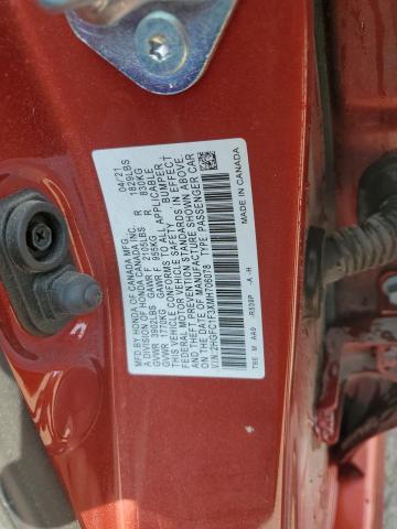 2HGFC1F3XMH706078 - 2021 HONDA CIVIC EX ORANGE photo 12