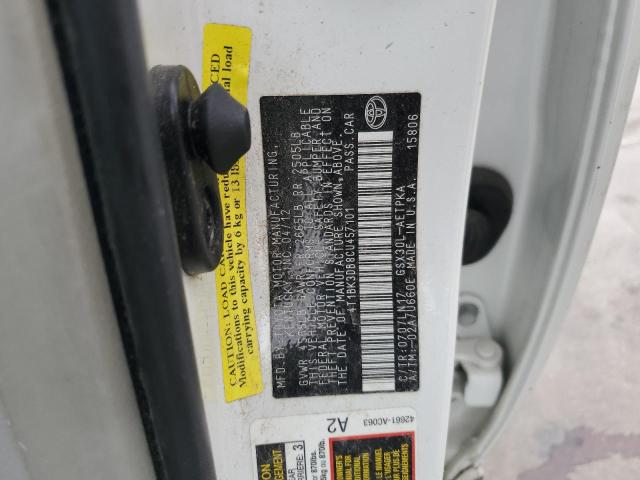 4T1BK3DB8CU457101 - 2012 TOYOTA AVALON BASE WHITE photo 12