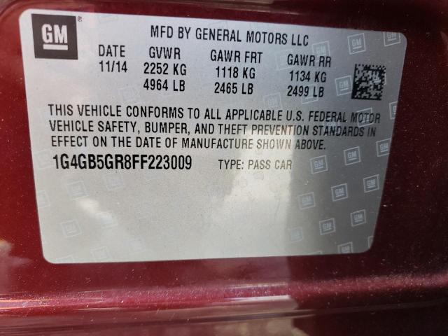 1G4GB5GR8FF223009 - 2015 BUICK LACROSSE MAROON photo 13