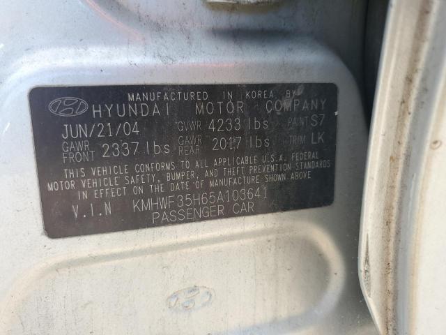 KMHWF35H65A103641 - 2005 HYUNDAI SONATA GLS SILVER photo 12