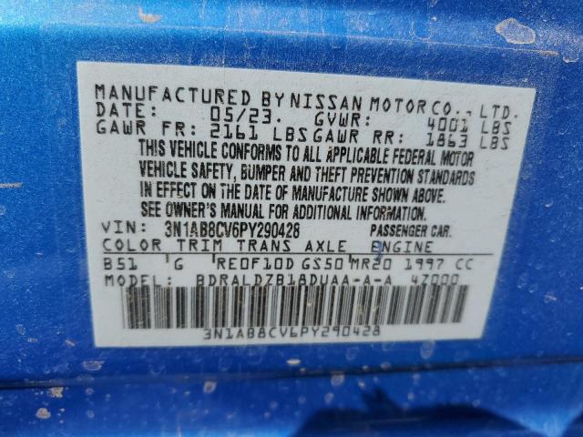 3N1AB8CV6PY290428 - 2023 NISSAN SENTRA SV BLUE photo 12