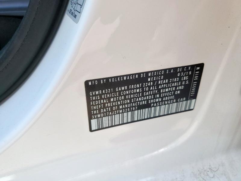 3VWD17AJ2FM325797 - 2015 VOLKSWAGEN JETTA SE 白色 照片 12