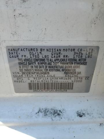 3N1CN7AP1KL845628 - 2019 NISSAN VERSA S Weiß Foto 13