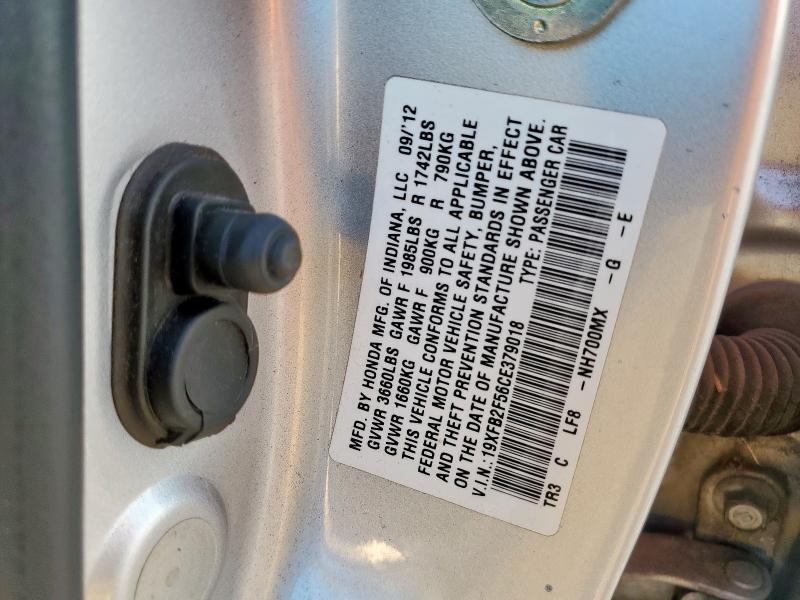 19XFB2F56CE379018 - 2012 HONDA CIVIC LX SILVER photo 13