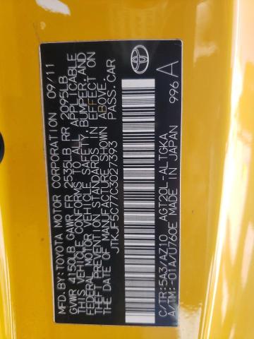 JTKJF5C77C3027393 - 2012 TOYOTA SCION TC ყვითელი ფოტო 12