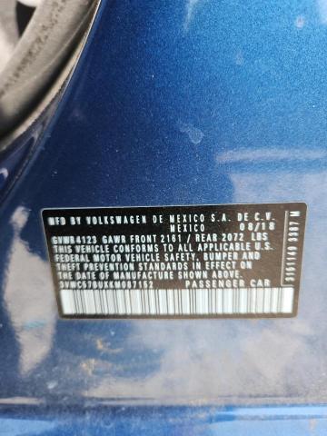 3VWC57BUXKM087152 - 2019 VOLKSWAGEN JETTA S 蓝色 照片 13