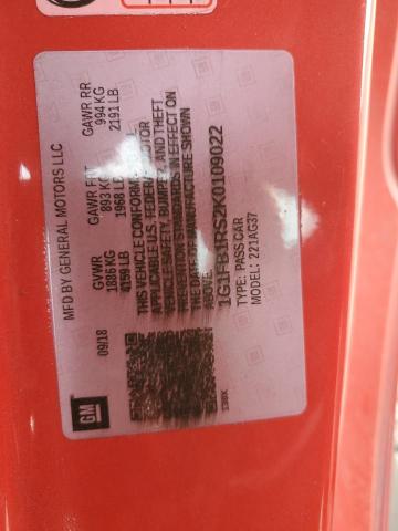 1G1FB1RS2K0109022 - 2019 CHEVROLET CAMARO LS Rot Foto 13