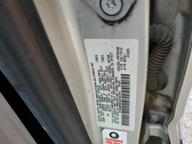 5TEGN92N34Z425764 - 2004 TOYOTA TACOMA DOUBLE CAB PRERUNNER SILVER photo 12