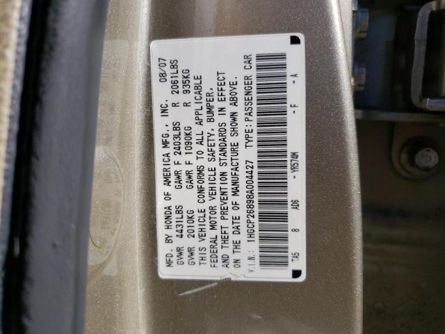 1HGCP26898A004427 - 2008 HONDA ACCORD EXL BEIGE photo 12