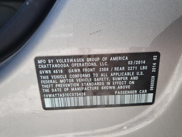 1VWAT7A31EC073426 - 2014 VOLKSWAGEN PASSAT S SILVER photo 12