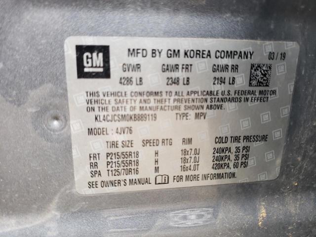 KL4CJCSM0KB889119 - 2019 BUICK ENCORE ESSENCE GRAY photo 13