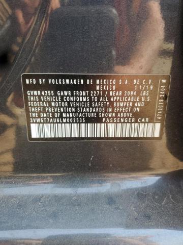 3VW5T7AU6LM002535 - 2020 VOLKSWAGEN GTI S GRAY photo 12